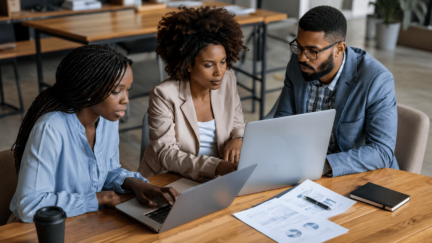 group of professionals on their laptop 